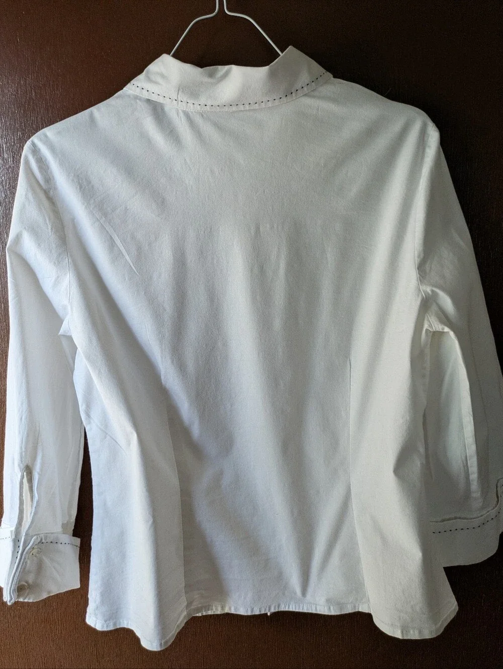 Valerie Separates Petite White Button-Up Blouse with Contrast Stitch Size PL